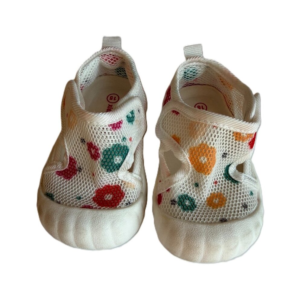 🍂 5/$25 Toddler Girl Spring Shoes 5" Length Shoe White Mesh Flowers